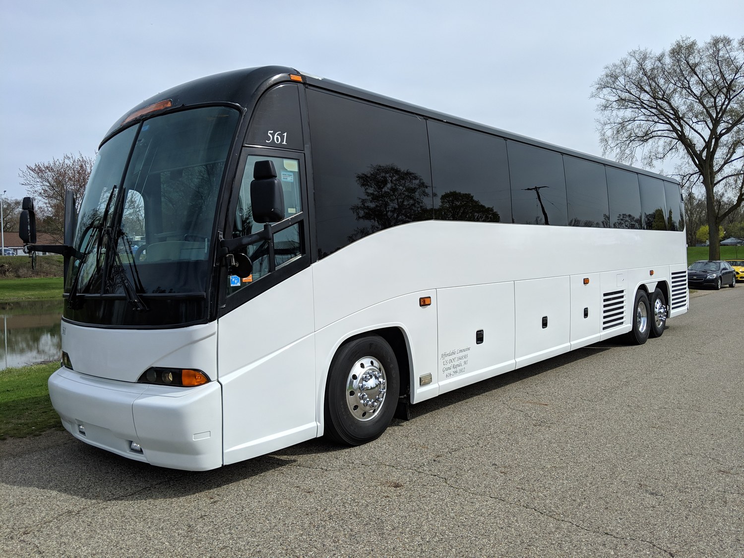 White motorcoach charter bus