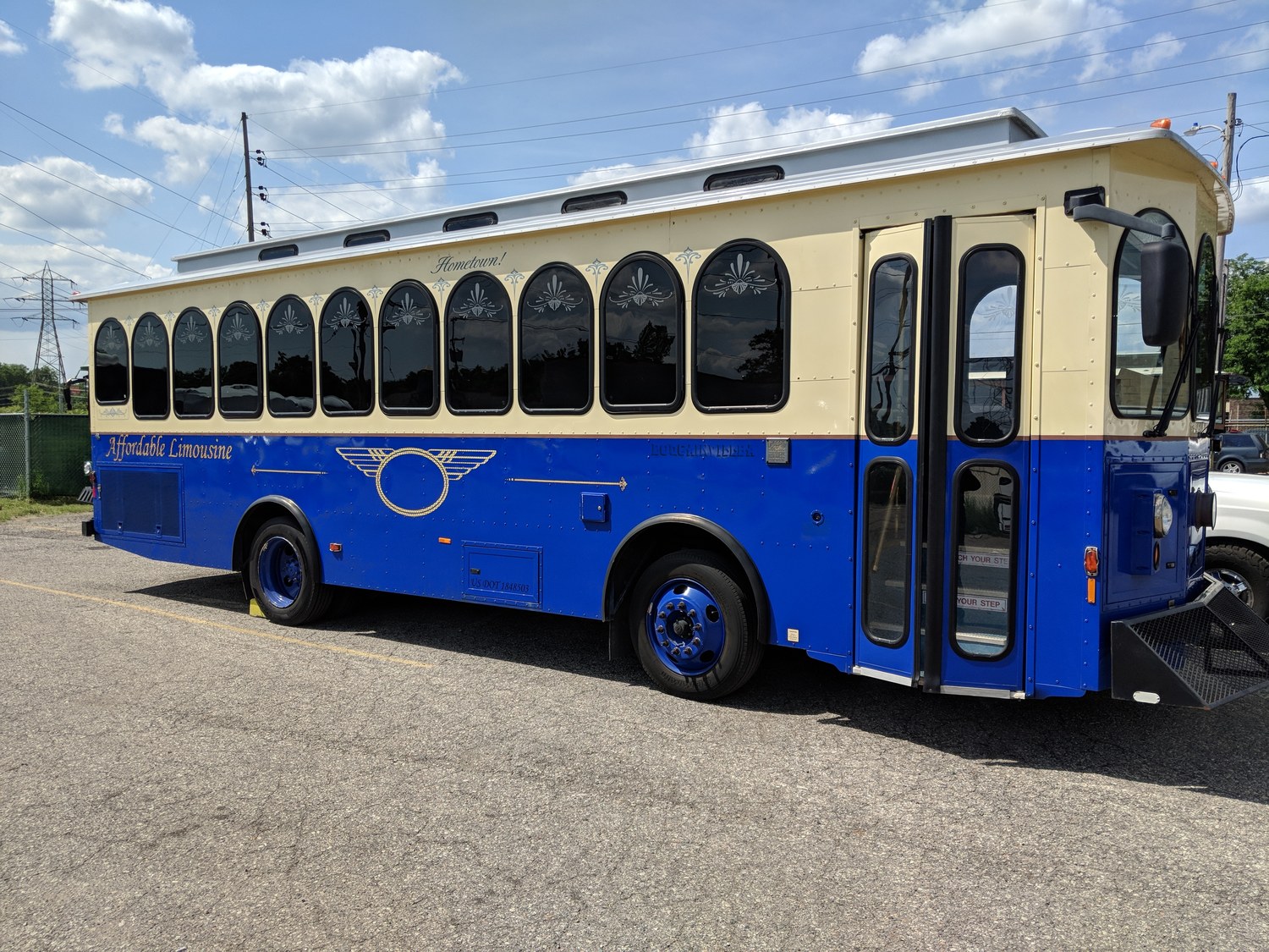 Blue and cream classic trolley