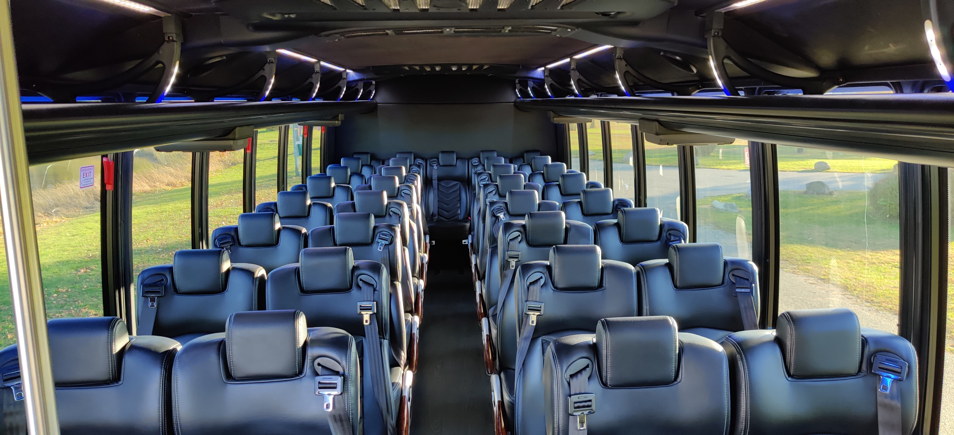 35 pax forward facing leather seats